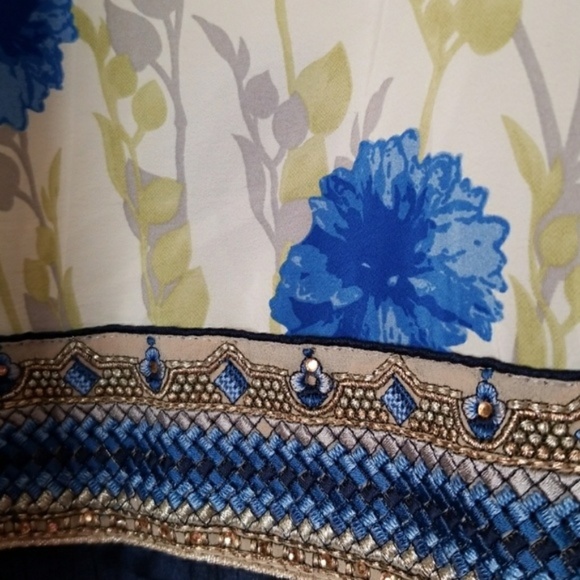 Green Ombre Floral Salwar Kameez Party Dress - Picture 3 of 7